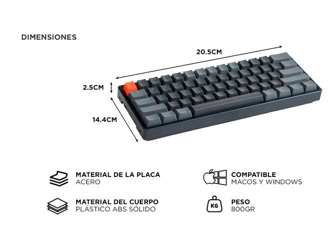 Teclado Mecánico Keychron K7 MAX Inalámbrico 65% Switch Rojo Retroiluminado RGB Hot Swap - 4