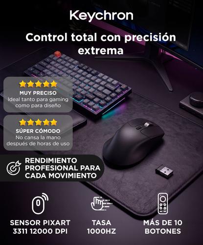 Mouse Inalambrico Keychron M6 Gamer 12000 DPI Con Sensor PixArt Negro  - 1