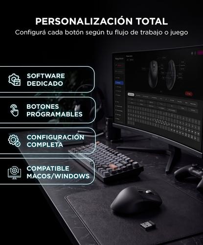 Mouse Inalambrico Keychron M6 Gamer 12000 DPI Con Sensor PixArt Negro  - 3