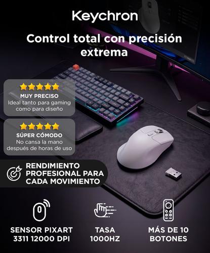 Mouse Inalambrico Keychron M6 Gamer 12000 DPI Con Sensor PixArt Blanco  - 1