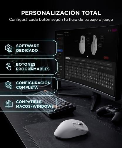 Mouse Inalambrico Keychron M6 Gamer 12000 DPI Con Sensor PixArt Blanco  - 3