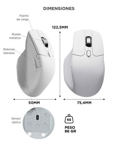 Mouse Inalambrico Keychron M6 Gamer 12000 DPI Con Sensor PixArt Blanco  - 5