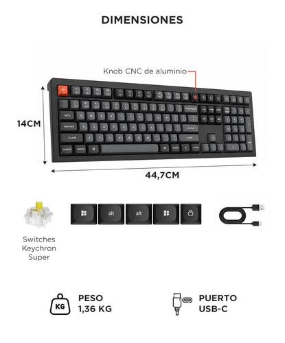 Teclado Keychron V6 8K QMK Wired Custom Mechanical Keyboard - 6