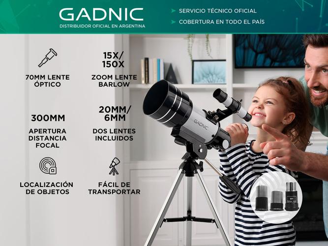 Telescopio Reflector Gadnic 300x70 Facil De Montar  - 1