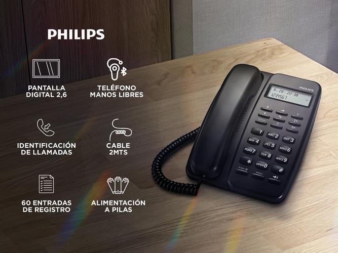 Teléfono con Cable Philips CRD150B Negro - 1