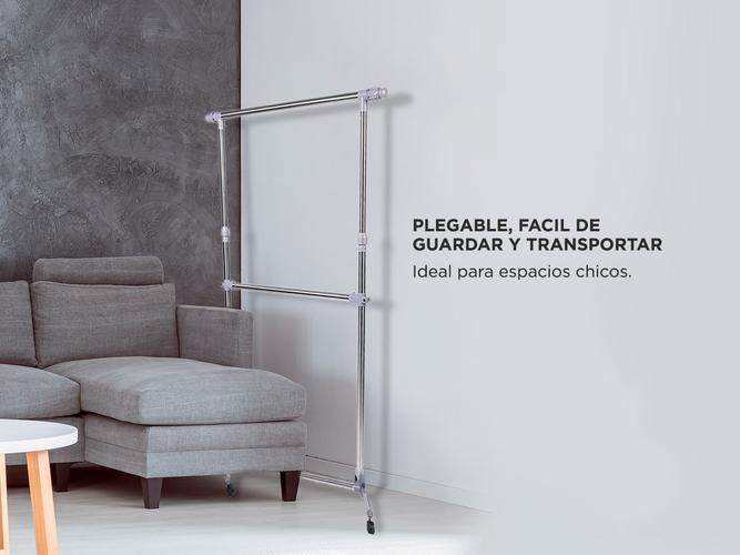 Perchero Movil Gadnic Doble Barral Con Ruedas Transportable  - 3