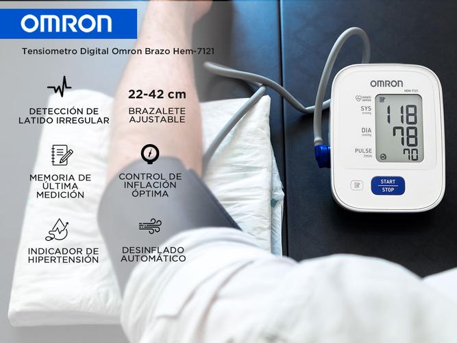 Tensiometro Omron HEM-7121 de brazo detector de error 30 memorias - 1