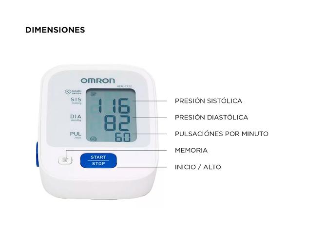 Tensiometro Omron Presion Arterial de Brazo Automático HEM-7122 - 4