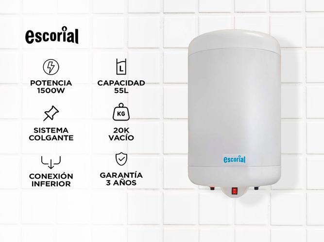 Termotanque Escorial 55 Litros Eléctrico Inferior Colgar - 1