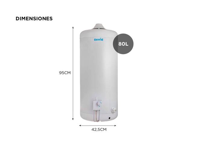Termotanque Escorial 80L Multigas Colgar Superior Blanco - 4