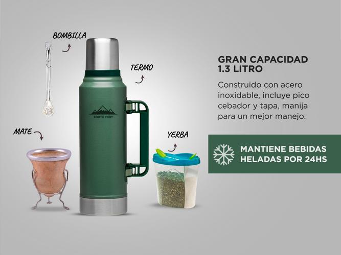 Kit de Termo 13 Litros y Mate South Port Acero Inoxidable - 5