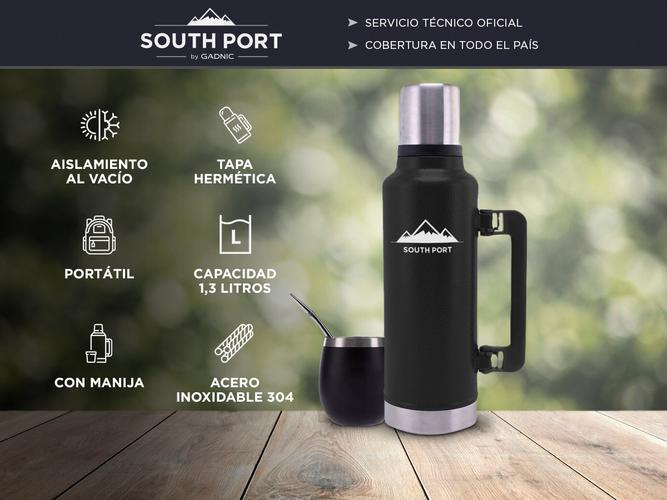 Kit de Termo 1.3 Litros Mate y Bombilla South Port Acero Inoxidable - 1
