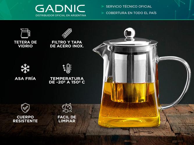 Tetera De Vidrio Gadnic Filtro De Acero Inoxidable - 1