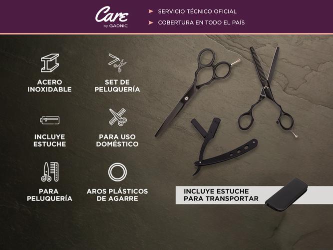 Set Tijeras Peluqueria Gadnic Corte Pulir y Navaja  - 1