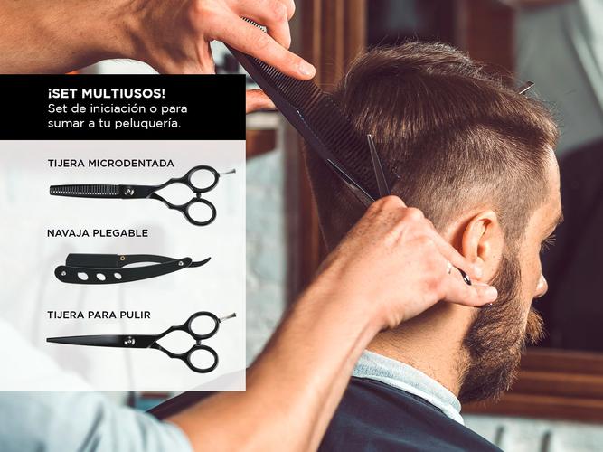 Set Tijeras Peluqueria Gadnic Corte Pulir y Navaja  - 2