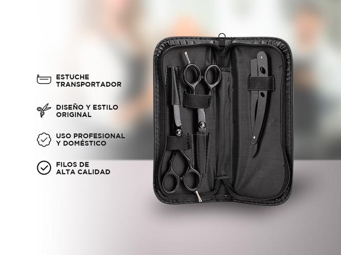 Set Tijeras Peluqueria Gadnic Corte Pulir y Navaja  - 3