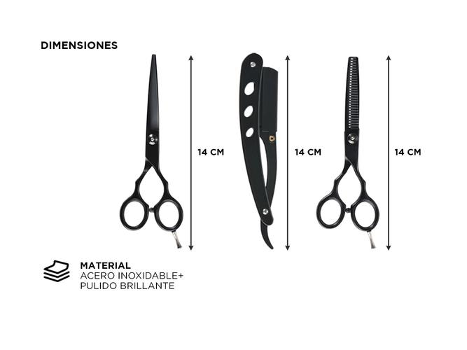 Set Tijeras Peluqueria Gadnic Corte Pulir y Navaja  - 4