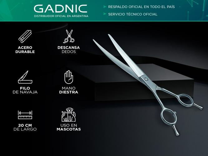 Tijeras Profesional Gadnic Curva Peluquería Canina Navaja 8 - 1
