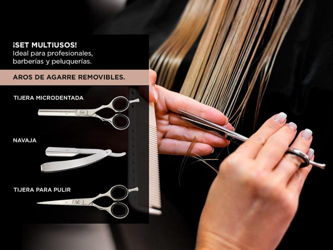Set Peluquería Barbería Gadnic Tijera de Pulir Navaja  Capa de peluquería  Brocha - 3