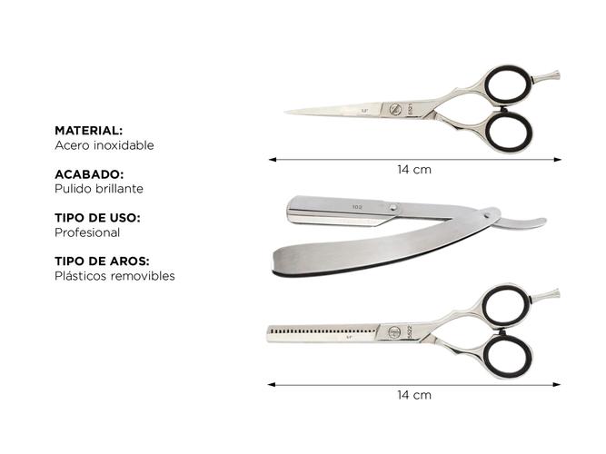 Set Peluquería Barbería Gadnic Tijera de Pulir Navaja  Capa de peluquería  Brocha - 4