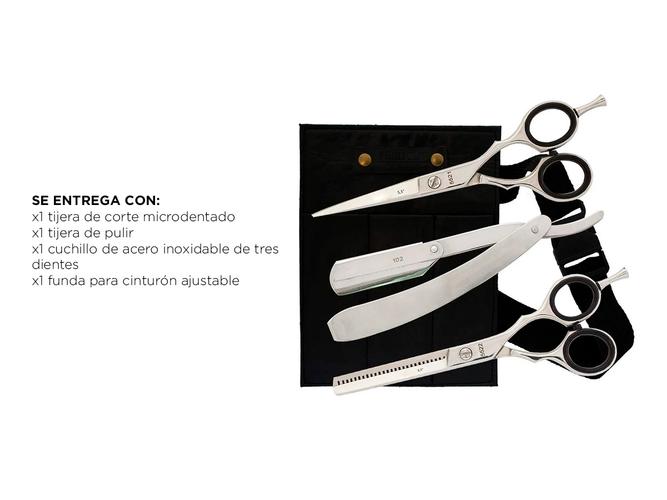 Set Tijeras Profesionales Gadnic Microdentada Pulir Navaja - 4