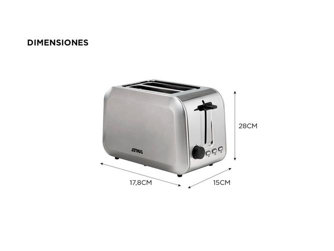Tostadora Acero Inoxidable Atma 700w TO8020IDH - 4