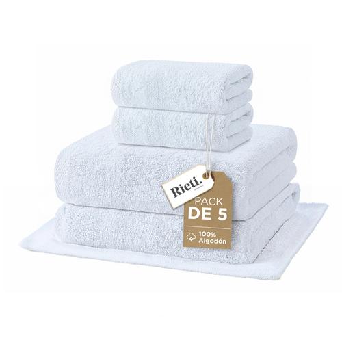 Set x5 Toallas Rieti By Gadnic 100% Algodón Premium Blancas Toalla Toallón Toalla De Piso - 0