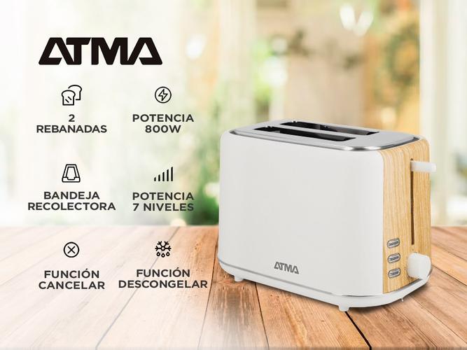 Tostadora Atma Simil Madera 800W 7 Niv Descongela TOATW21WP  - 1