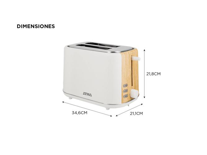 Tostadora Atma Simil Madera 800W 7 Niv Descongela TOATW21WP  - 4