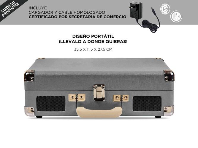 Tocadiscos Gadnic TD33 Bluetooth Portátil 3 Velocidades FM USB Aux-In RCA SD - 4