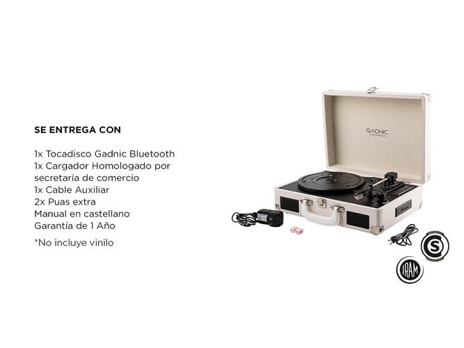 Tocadiscos Gadnic TD33 Bluetooth Portátil 3 Velocidades FM USB Aux-In RCA SD - 6