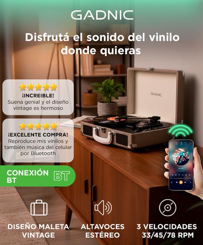 Tocadiscos Gadnic TD33 Bluetooth Portátil 3 Velocidades FM USB Aux-In RCA SD Usado - 1