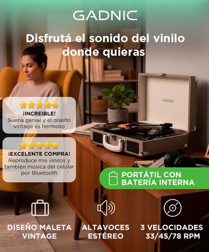 Tocadiscos Gadnic TD33 Bluetooth Portátil 3 Velocidades FM USB Aux-In RCA SD - 1
