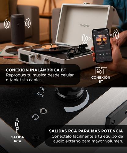 Tocadiscos Gadnic TD33 Bluetooth Portátil 3 Velocidades FM USB Aux-In RCA SD Usado - 2
