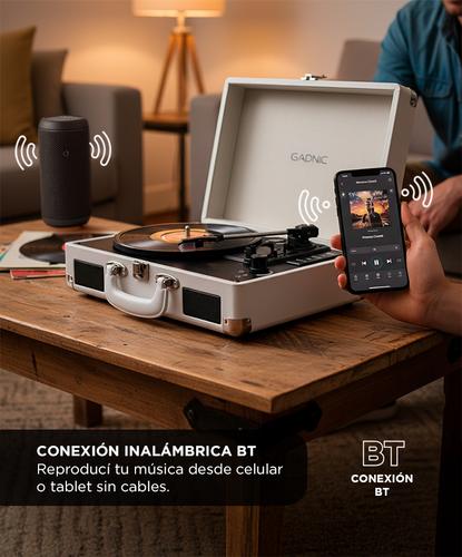 Tocadiscos Gadnic TD33 Bluetooth Portátil 3 Velocidades FM USB Aux-In RCA SD - 2