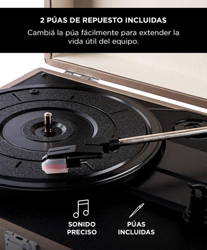 Tocadiscos Gadnic TD33 Bluetooth Portátil 3 Velocidades FM USB Aux-In RCA SD Usado - 3