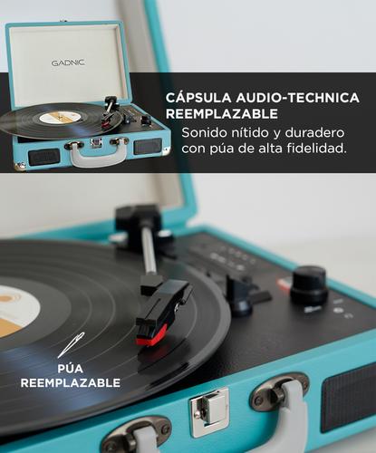 Tocadiscos Gadnic TD33 Bluetooth Portátil 3 Velocidades FM USB Aux-In RCA SD - 3