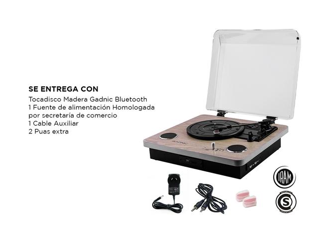Tocadiscos Gadnic Madera Bluetooth Portátil 3 Velocidades FM USB Aux-In SD - 6