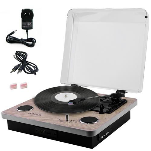 Tocadiscos Gadnic Madera Bluetooth Portátil 3 Velocidades FM USB Aux-In SD Usado - 0