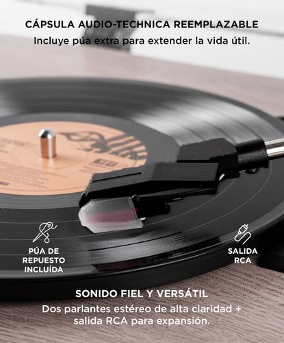 Tocadiscos Gadnic Madera Bluetooth Portátil 3 Velocidades FM USB Aux-In SD - 3