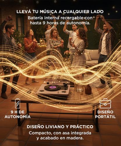 Tocadiscos Gadnic Madera Bluetooth Portátil 3 Velocidades FM USB Aux-In SD - 4