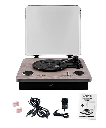 Tocadiscos Gadnic Madera Bluetooth Portátil 3 Velocidades FM USB Aux-In SD - 6