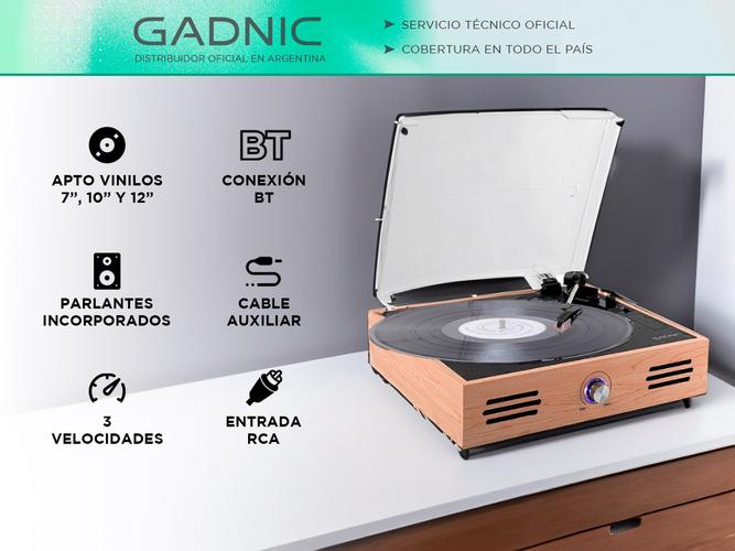 Tocadiscos Gadnic TD32 Bluetooth Portátil 3 Velocidades Aux-In RCA - 1
