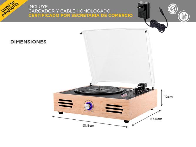 Tocadiscos Gadnic TD32 Bluetooth Portátil 3 Velocidades Aux-In RCA - 5