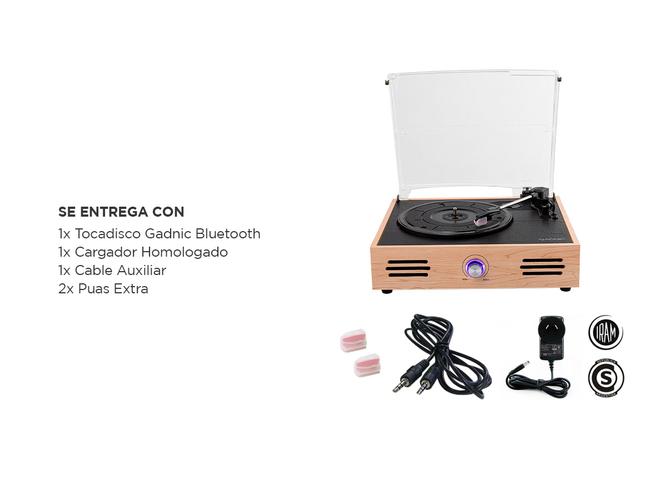 Tocadiscos Gadnic TD32 Bluetooth Portátil 3 Velocidades Aux-In RCA - 6
