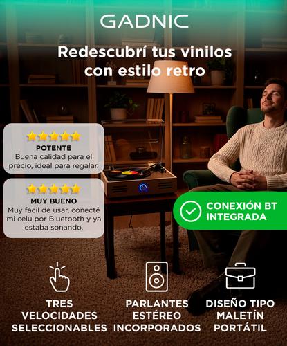 Tocadiscos Gadnic TD32 Bluetooth Portátil 3 Velocidades Aux-In RCA - 1