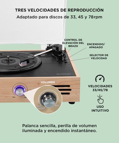Tocadiscos Gadnic TD32 Bluetooth Portátil 3 Velocidades Aux-In RCA - 3