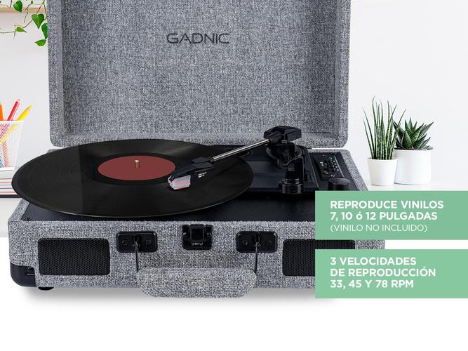 Tocadiscos Gadnic TD77 Bluetooth Portátil 3 Velocidades FM USB Aux-In RCA SD - 2