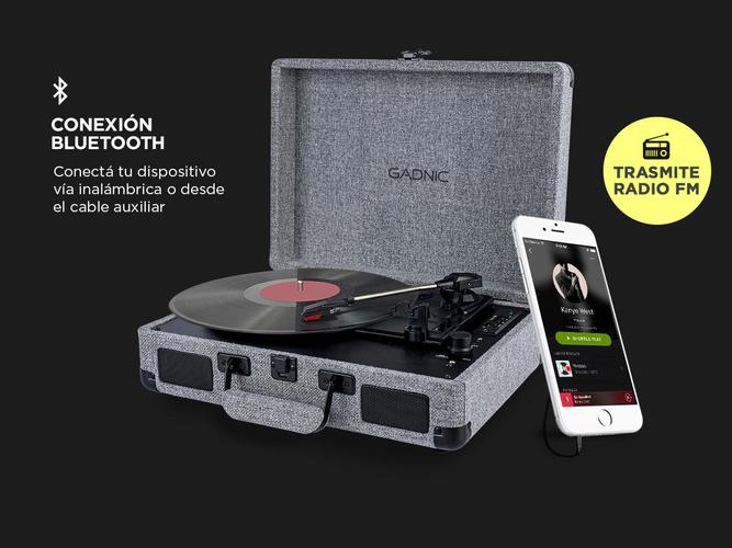 Tocadiscos Gadnic TD77 Bluetooth Portátil 3 Velocidades FM USB Aux-In RCA SD - 3