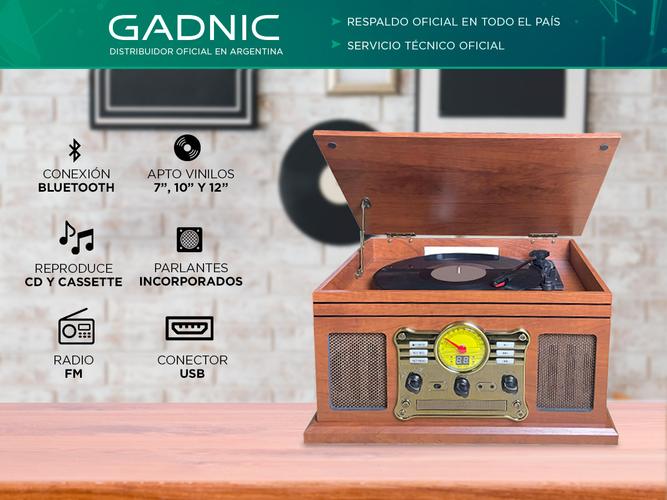 Tocadiscos Gadnic Soundix6 Vintage Bluetooth 3 Velocidades FM USB Cassette Outlet - 1